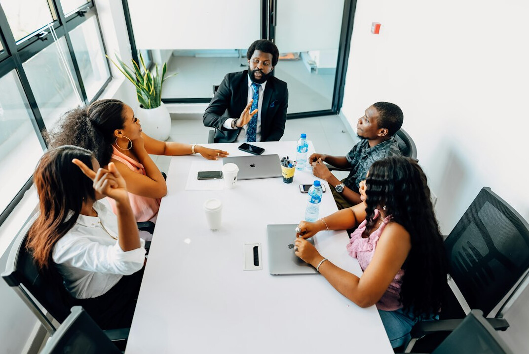 team discussion in office