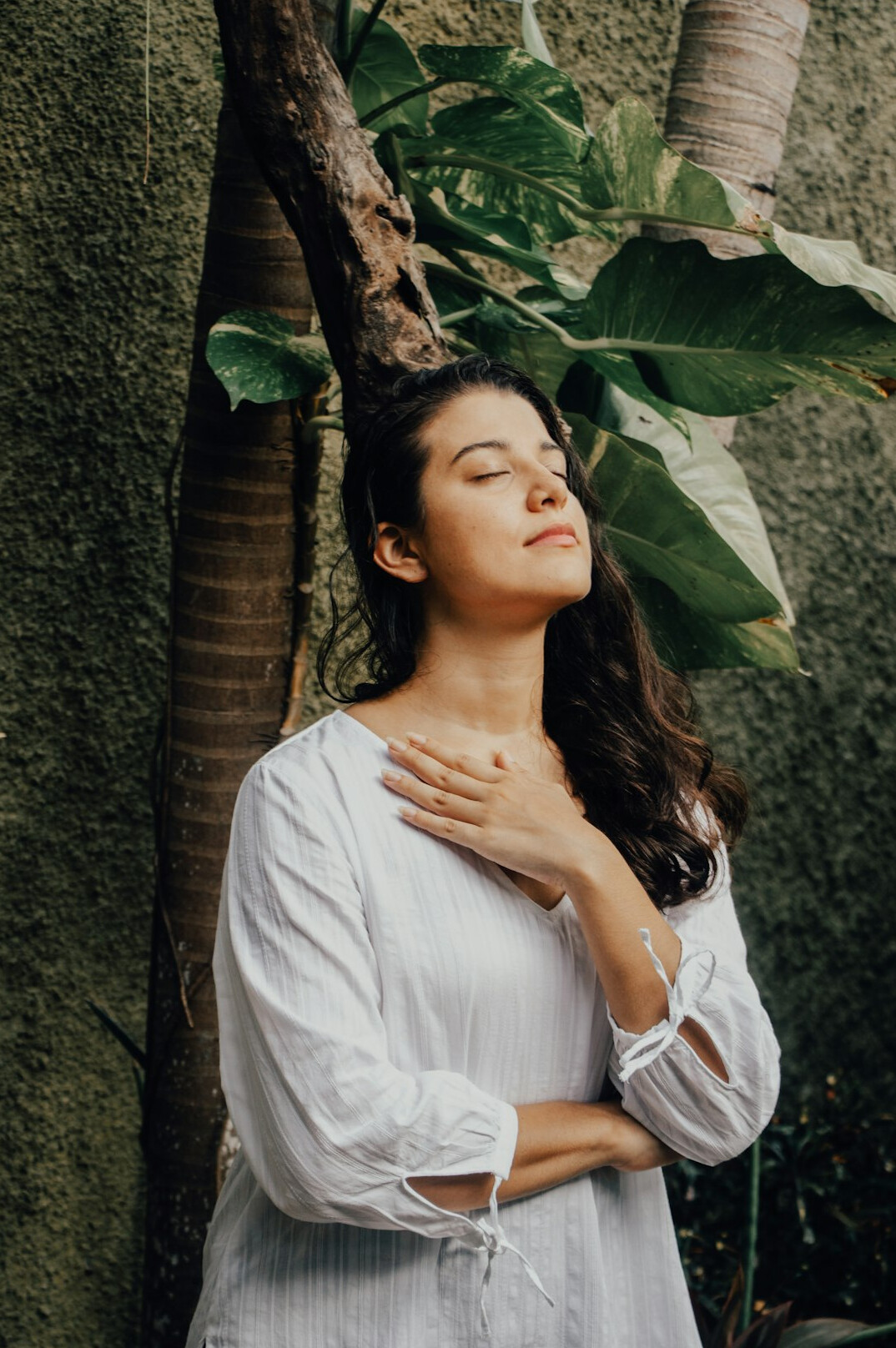 calm person breathing